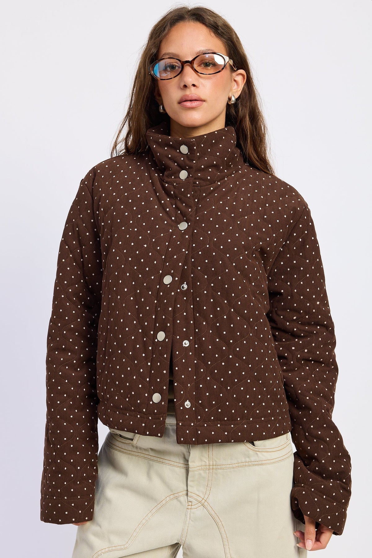 Emory Park Calista jacket in espresso, stylish outerwear with a tailored fit and button details, suitable for casual wear
