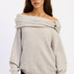 Grey Nadia Sweater by Emory Park, showing a cozy knit sweater with a relaxed fit and ribbed cuffs and hem.