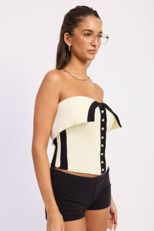 Ivory Alyssa Tube Top by Emory Park, featuring a fitted sleeveless design with a straight neckline and smooth fabric.