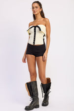 Emory Park Alyssa Ivory Tube Top featuring a fitted, sleeveless design with a smooth fabric finish.
