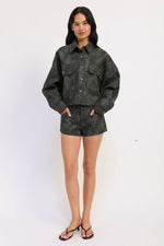 Black Emory Park Halle Jacket with a stylish collar and zipper closure, displayed on a plain background.