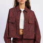 Emory Park Halle Burgundy jacket with front zipper and side pockets, stylish outerwear for fall and winter.