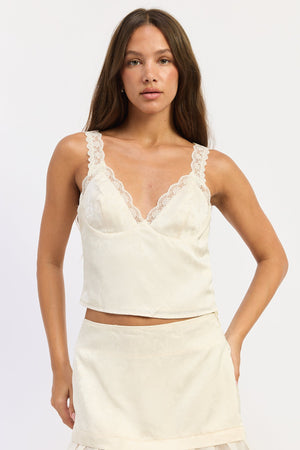 Emory Park Cecily Top in ivory featuring a stylish, casual design with a comfortable fit and trendy neckline.