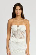 Emory Park ivory Zara tube top, sleeveless with fitted style, shown on a white background with smooth fabric detail.