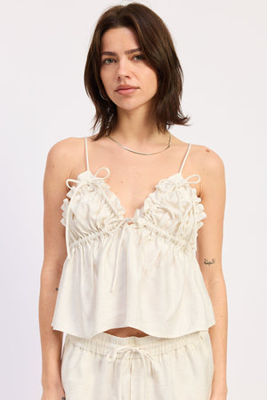 White Bexley top by Emory Park, featuring a stylish sleeveless design with a V-neck and relaxed fit.