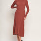 Rust-colored Stolen Kisses sweater midi dress by Flying Tomato, featuring a cozy sweater dress design with a relaxed fit.