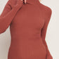 Rust-colored Stolen Kisses Sweater Midi Dress by Flying Tomato, featuring a cozy sweater material and midi length silhouette.