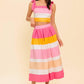 THE SPACE BETWEEN PINK WOVEN TOP AND SKIRT SET