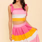 THE SPACE BETWEEN PINK WOVEN TOP AND SKIRT SET