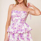 DARING DIVA LAVENDER WOVEN TOP AND SHORTS SET