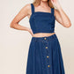 SIMPLY THE VIBE DENIM TOP AND SKIRT SET