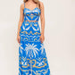 EVENING BLUE WOVEN CROP TOP AND PANT SET