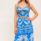 EVENING BLUE WOVEN CROP TOP AND PANT SET