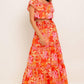 FAINT SUNBEAM RED WOVEN TOP AND SKIRT SET