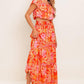 FAINT SUNBEAM RED WOVEN TOP AND SKIRT SET