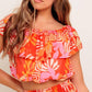 FAINT SUNBEAM RED WOVEN TOP AND SKIRT SET