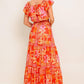 FAINT SUNBEAM RED WOVEN TOP AND SKIRT SET