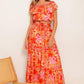 FAINT SUNBEAM RED WOVEN TOP AND SKIRT SET