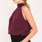 BORDEAUX SHEER DRAPE WOVEN HALTER TOP