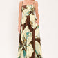 CREAM BOTANIC SWEEP WOVEN CROP TOP AND FULL SKIRT SET