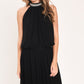 JEWEL HOUR BLACK EMBELLISHED HALTER & WIDE-LEG PANTS SET