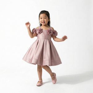 Evelyn Blue Girls Satin Dress-1