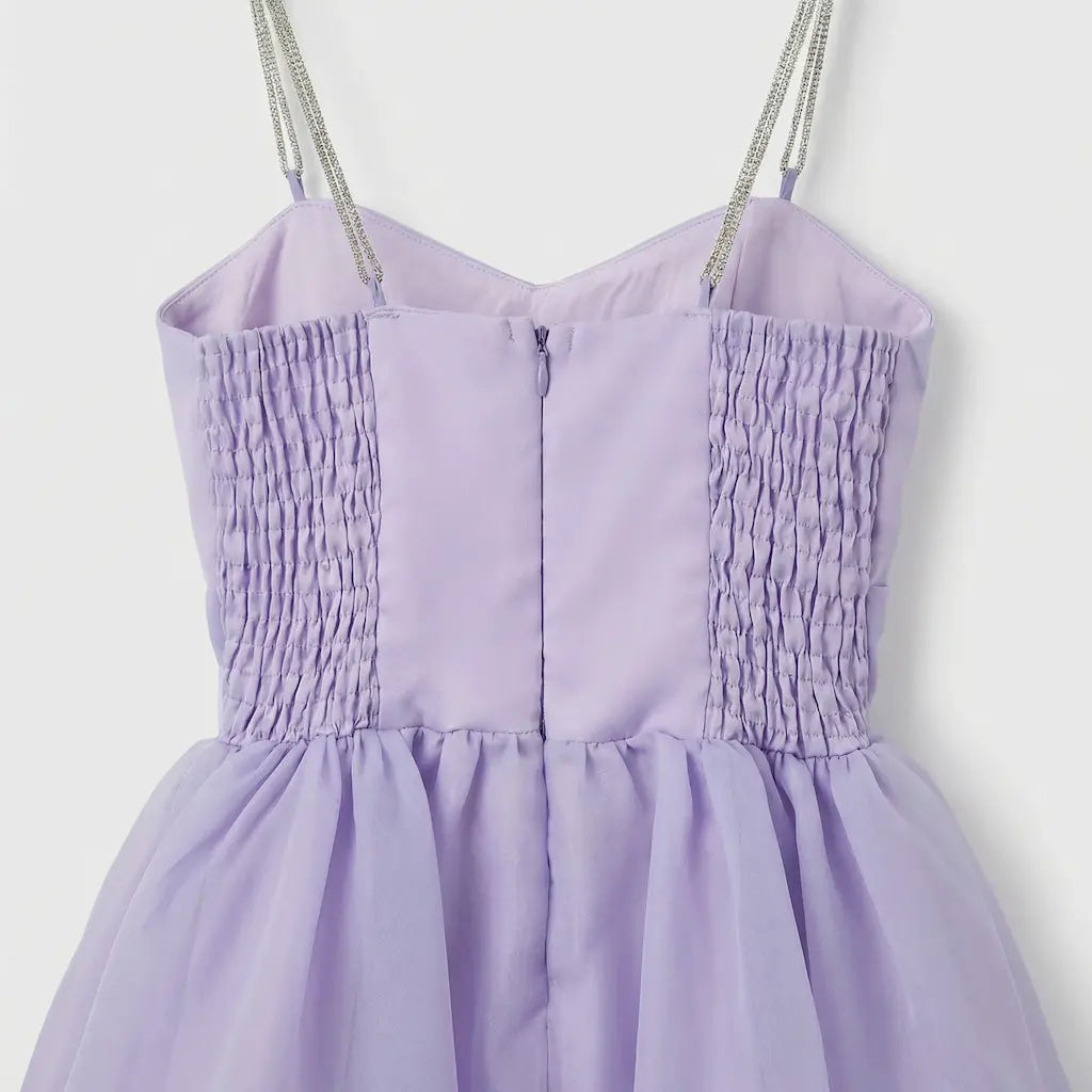 Evelyn Blue Girls Satin Dress-3