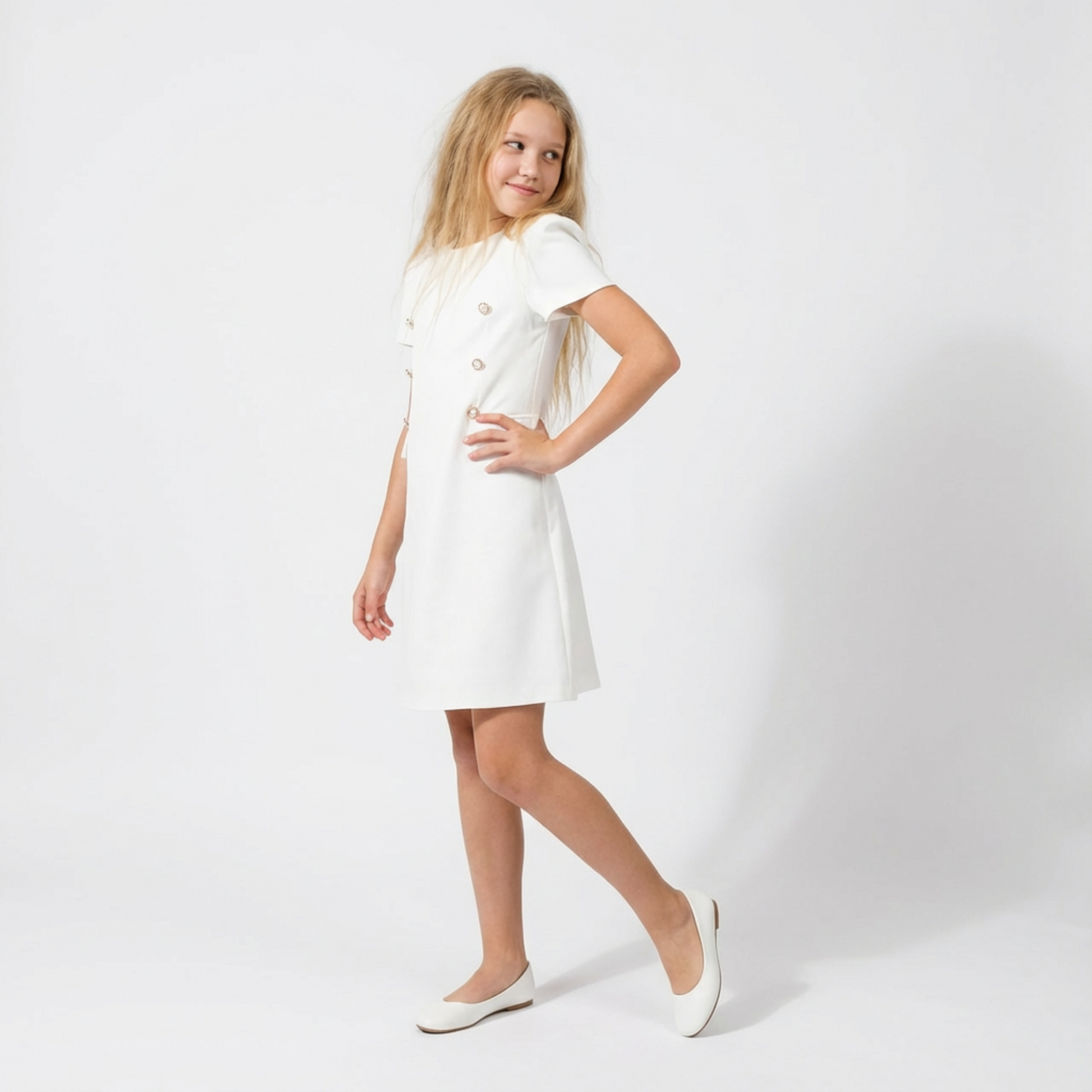 Royal Button A-Line Dress-0