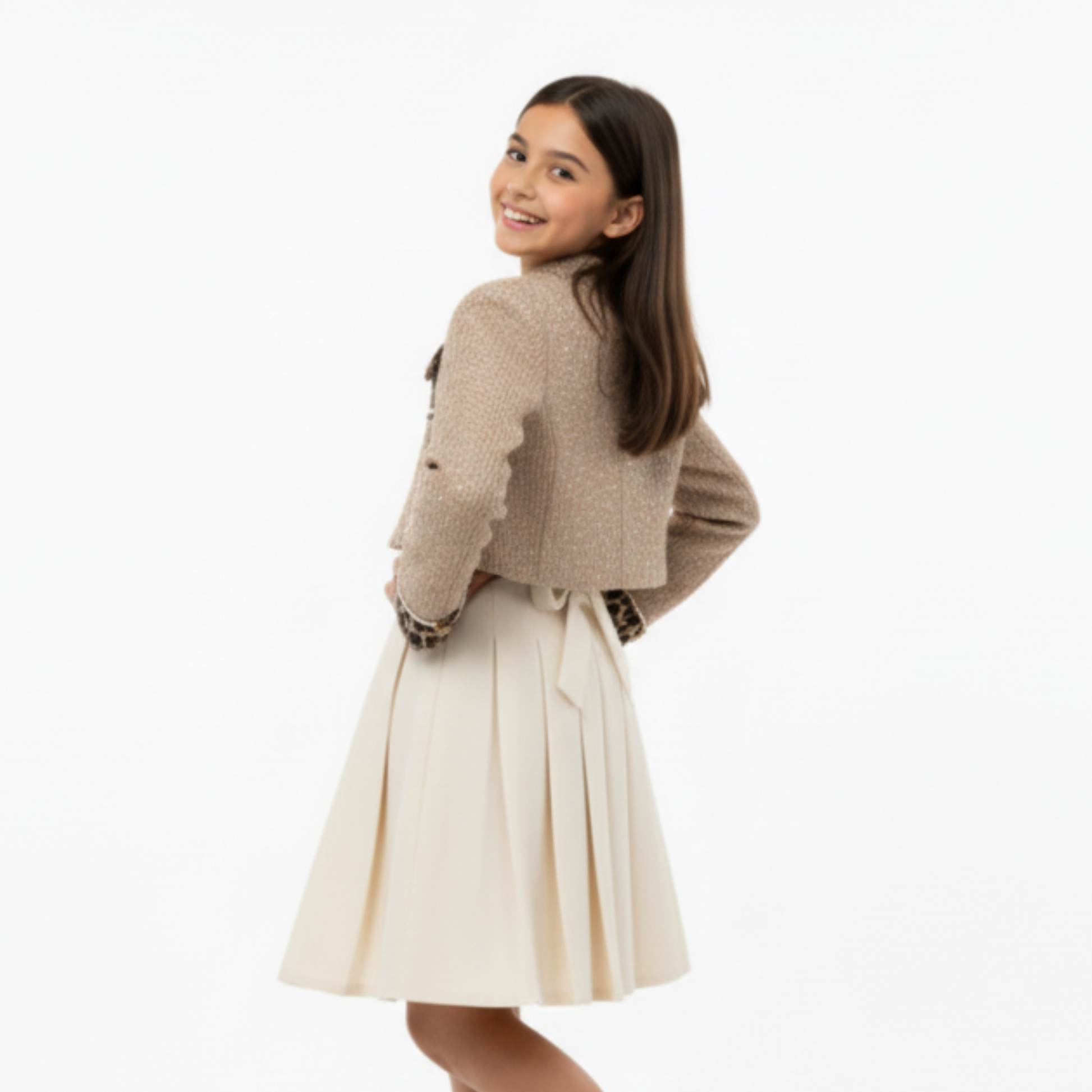 Cream Luxe Ceremony Set Girls Dress - Farnelli