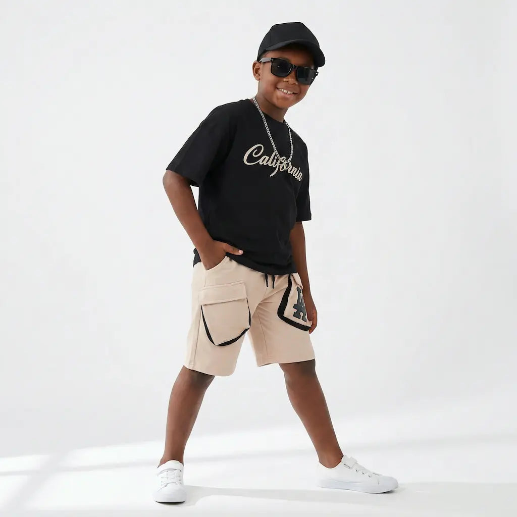 California Boy Shorts Set & Hat-3