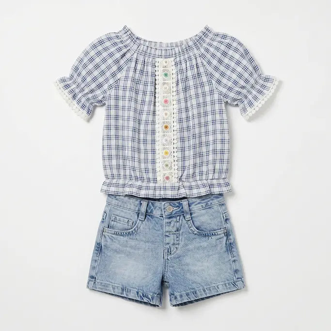 Stylish Square Girls Denim Set-2