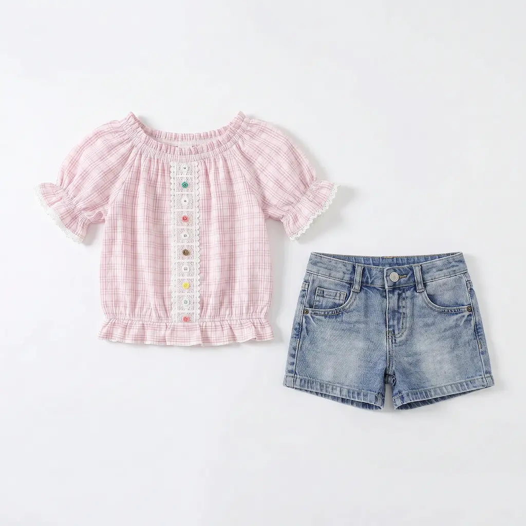 Stylish Square Girls Denim Set-3
