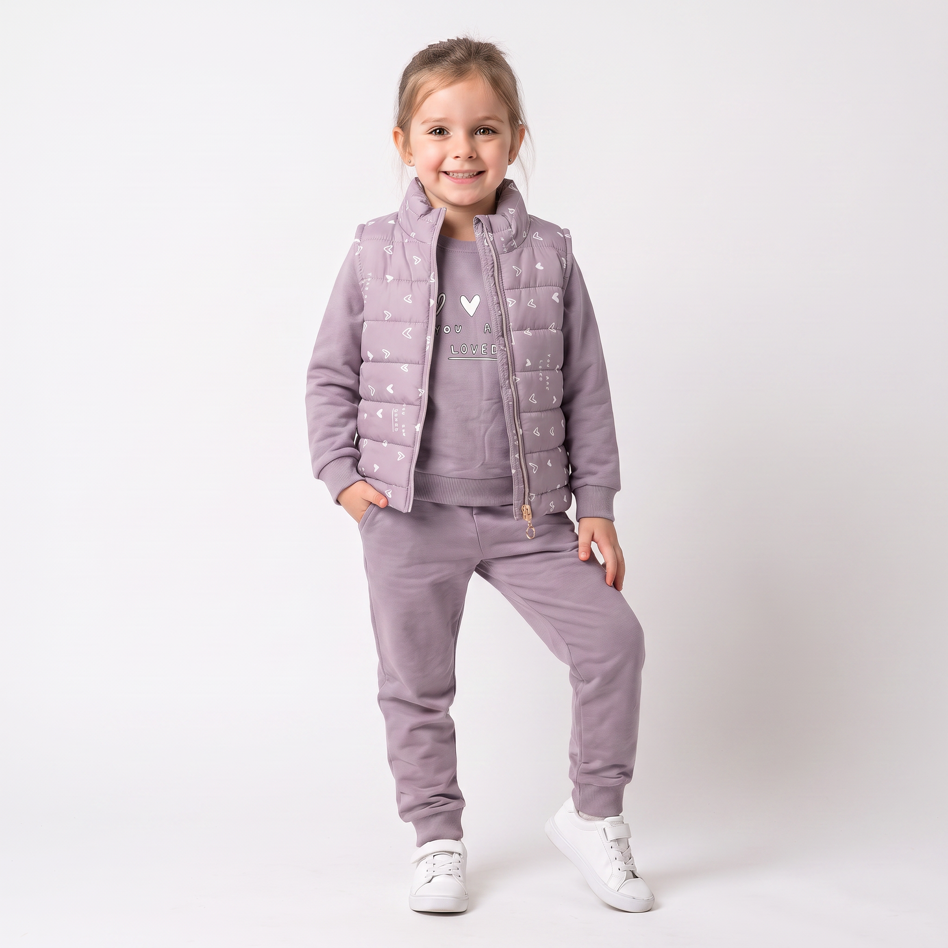 Loved Puffer Vest Set-1