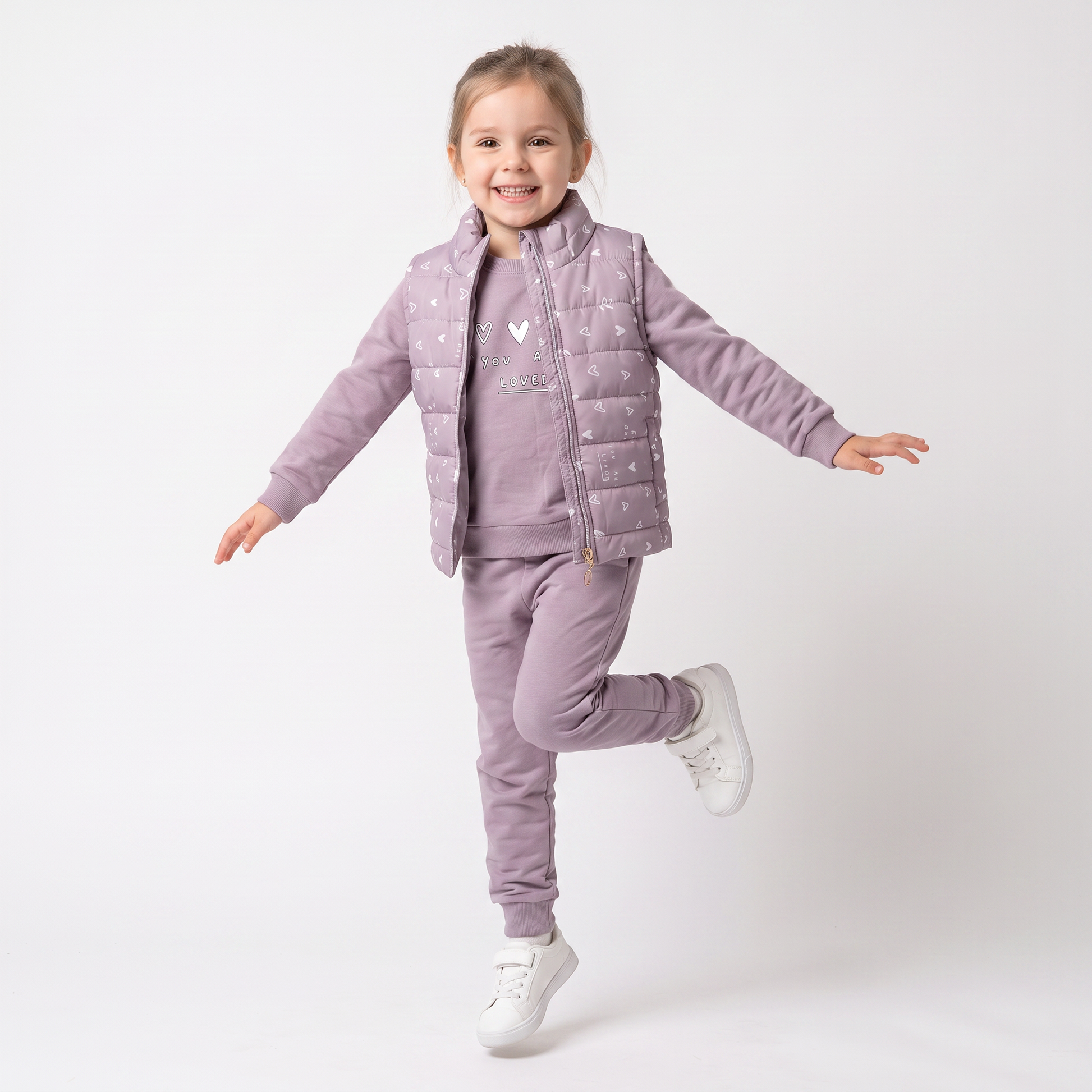 Loved Puffer Vest Set-2