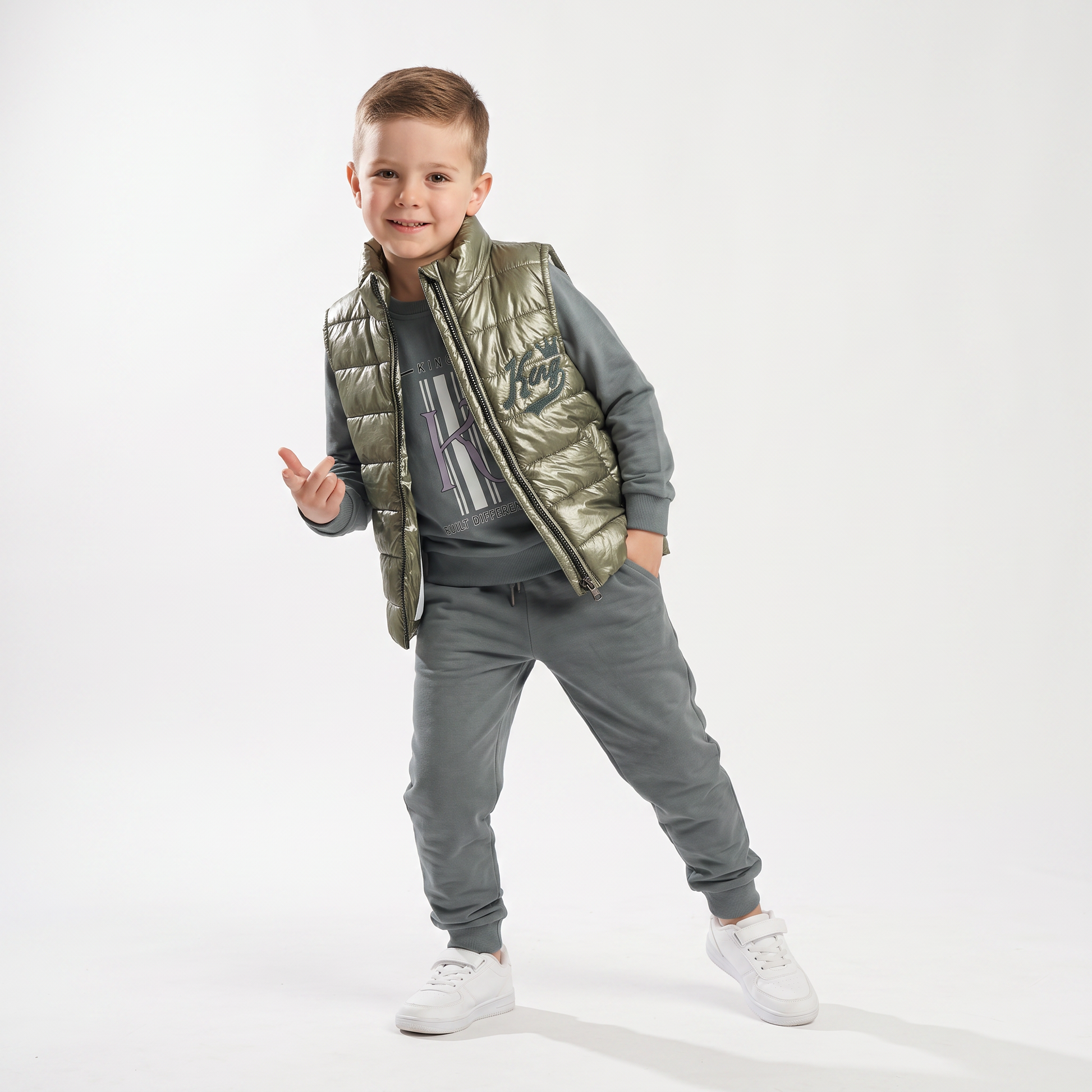 King Puffer Vest Set-0