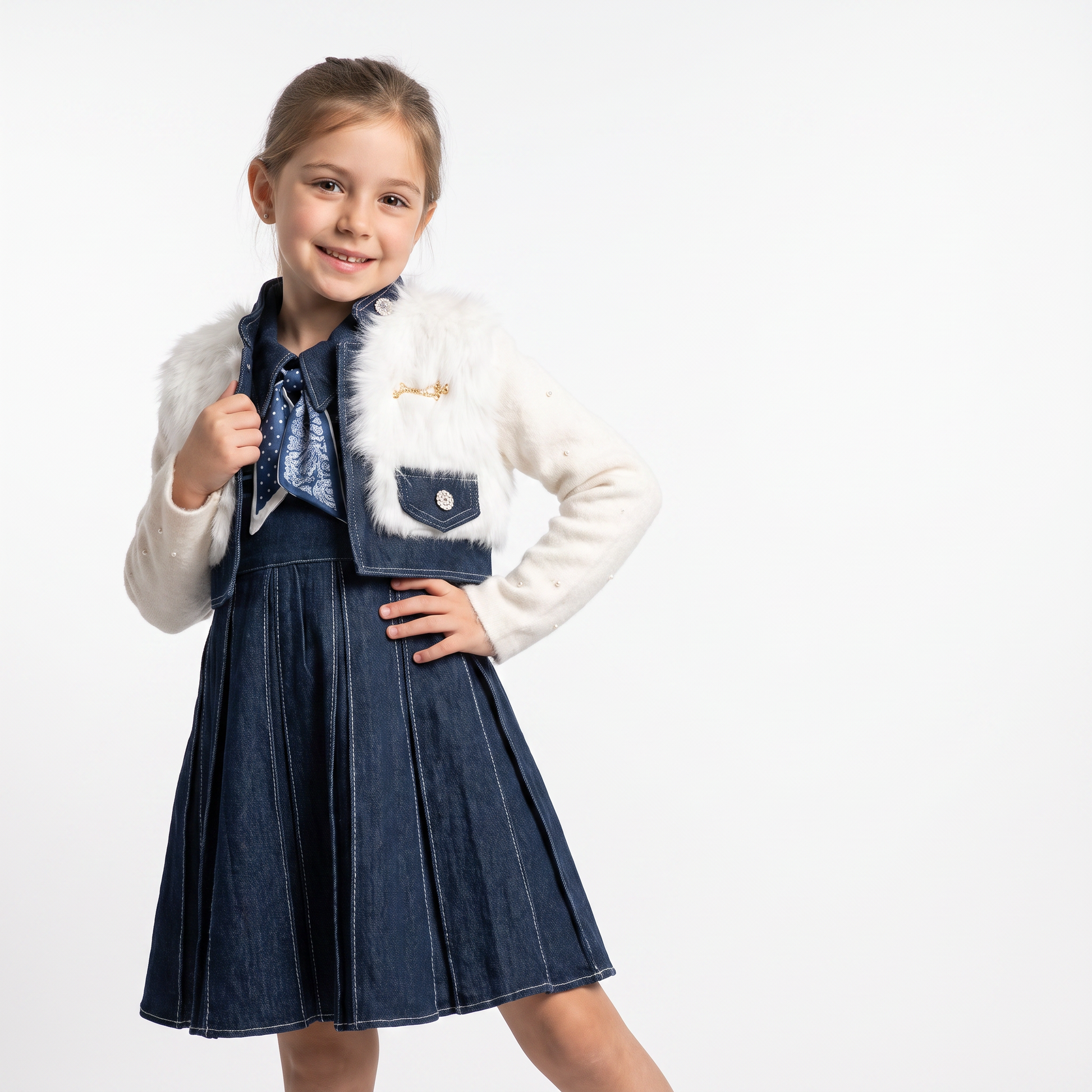 Winter Belle Bolero & Denim Dress Set-0