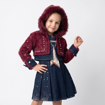 Little Diva Bolero & Denim Dress Set-0