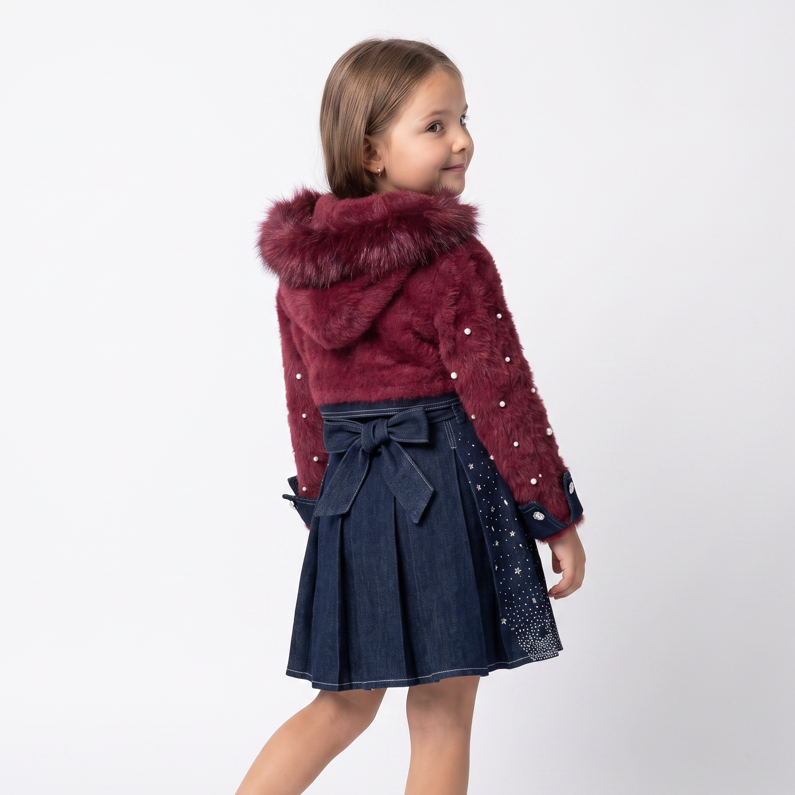 Little Diva Bolero & Denim Dress Set-1