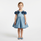 Evelyn Blue Girls Satin Dress-0