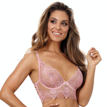 Axami Seductive Rose Sheer Lace Longline Plunge Bra-0