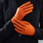 Sofia (orange) - Italian lambskin leather gloves with silk lining