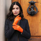 Sofia (orange) - Italian lambskin leather gloves with silk lining