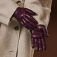 Isabella (eggplant) - Italian lambskin leather gloves with cashmere lining