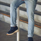 CALTO - J1435  - 3.3 Inches Taller (Dark Blue) - Casual Chunky Sole Sneaker Loafers