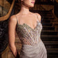 Ladivine J4305 Dress Fit & Flare Glitter Beaded Corset Prom Gown