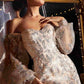 Cinderella Divine J816 Removable Long Sleeve Off the Shoulder Gown