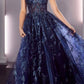 Ladivine J840 Floor Length Glitter Print A-Line Gown Corset Bodice