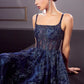 Ladivine J840 Floor Length Glitter Print A-Line Gown Corset Bodice