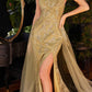 Ladivine J851 Floor Length One Shoulder Gown with Over Skirt