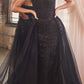 Cinderella Divine J858 Long Strapless Glitter Mermaid Gown Removable Tulle Skirt